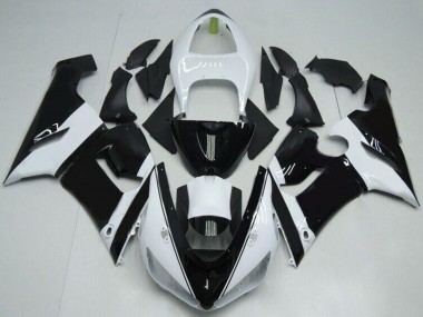 2005-2006 Kawasaki ZX6R Motorcycle Fairings - White Glossy Black Canada