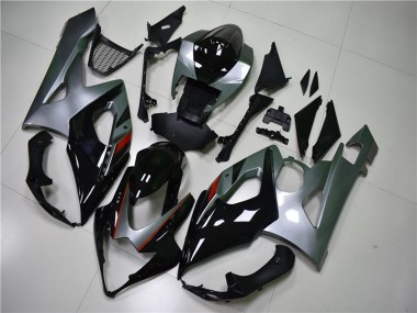 2005-2006 Suzuki GSXR 1000 Motorcycle Fairing - Glossy Black Silver Canada