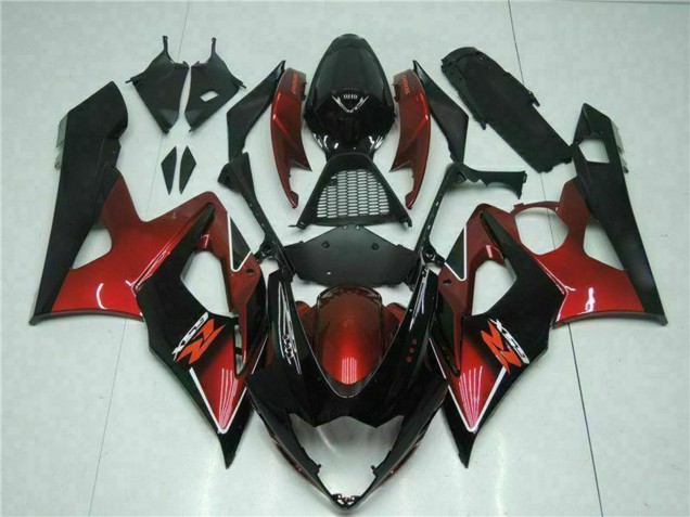 2005-2006 Suzuki GSXR 1000 Motorcycle Fairing - Red Glossy Black Canada
