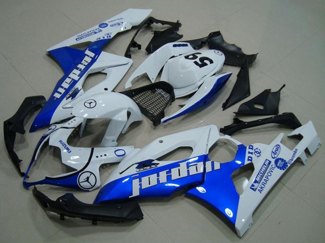 2005-2006 Suzuki GSXR 1000 Motorcycle Fairings - White Blue Jordan 59 Canada