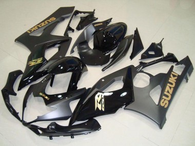 2005-2006 Suzuki GSXR 1000 Motorcycle Fairings - Glossy Black Matte Black Gold Decal Canada