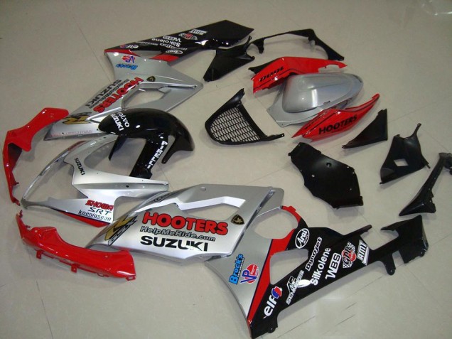 2005-2006 Suzuki GSXR 1000 Motorcycle Fairings - Silver Red Black Hooters Canada