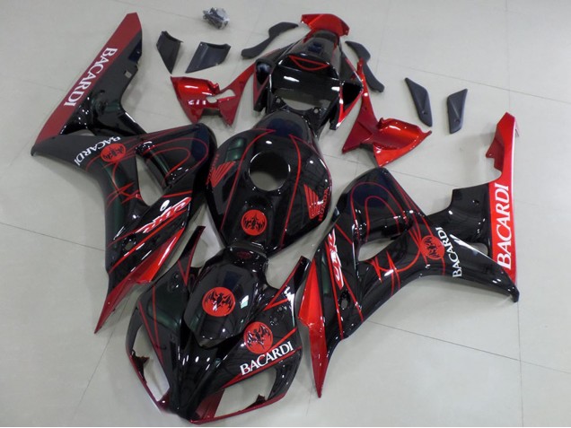 2006-2007 Honda CBR1000RR Motorcycle Fairings - Red Glossy Black Bacardi Canada