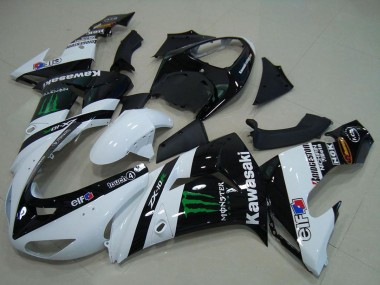 2006-2007 Kawasaki ZX10R Motorcycle Fairings - White Glossy Black Green Elf Monster Canada