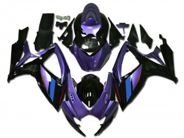 2006-2007 Suzuki GSXR 600/750 Motorcycle Fairings - Purple Blue Glossy Black Stripe Canada