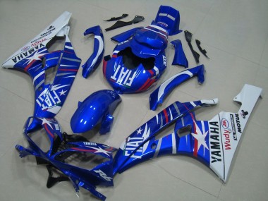 2006-2007 Yamaha YZF R6 Motorcycle Fairings - White Blue Fiat Motul Michelin Canada