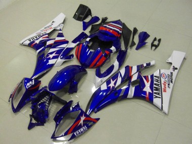 2006-2007 Yamaha YZF R6 Motorcycle Fairings - White Blue Red Motul Michelin Canada