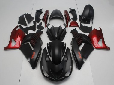 2006-2011 Kawasaki ZX14R ZZR1400 Motorcycle Fairings - Matte Black Red Ninja Canada