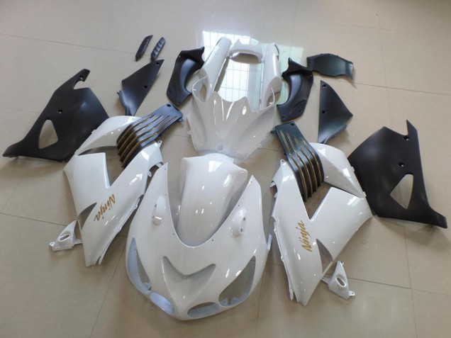 2006-2011 Kawasaki ZX14R ZZR1400 Motorcycle Fairings - White Matte Black Gold Ninja Canada