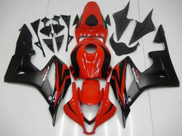 2007-2008 Honda CBR600RR Motorcycle Fairings - Red Matte Black with Decals Canada