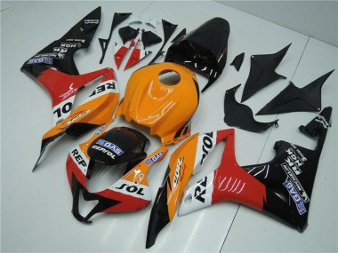 2007-2008 Honda CBR600RR Bike Fairings - Orange White Red Glossy Black Repsol Canada