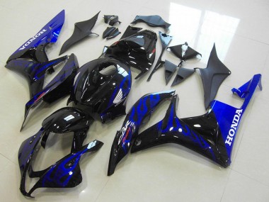 2007-2008 Honda CBR600RR Motorcycle Fairings - Glossy Black Blue Flame Canada