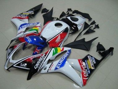 2007-2008 Honda CBR600RR Motorcycle Fairings - White Red Blue Glossy Black EuroBet Canada