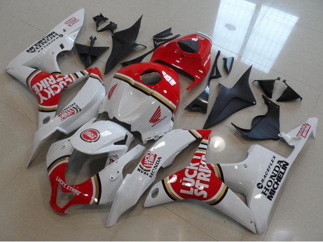 2007-2008 Honda CBR600RR Motorcycle Fairings - White Red Lucky Strike Canada