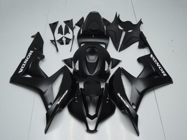 2007-2008 Honda CBR600RR Motorcycle Fairings - Matte Black White Decals Canada