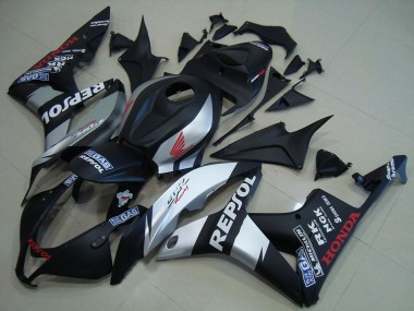 2007-2008 Honda CBR600RR Motorcycle Fairings - Matte Black Silver Repsol Canada