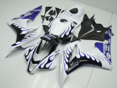 2007-2008 Honda CBR600RR Motorcycle Fairings - White Blue Glossy Black Flame Canada