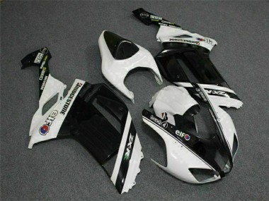 2007-2008 Kawasaki ZX6R Motorcycle Fairings - Black White Elf Canada