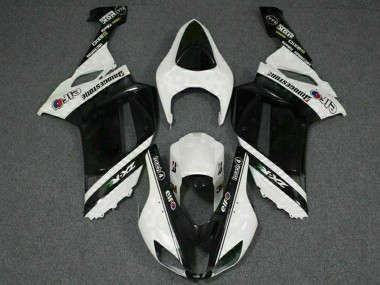 2007-2008 Kawasaki ZX6R Motorcycle Fairings - Black White Elf Canada
