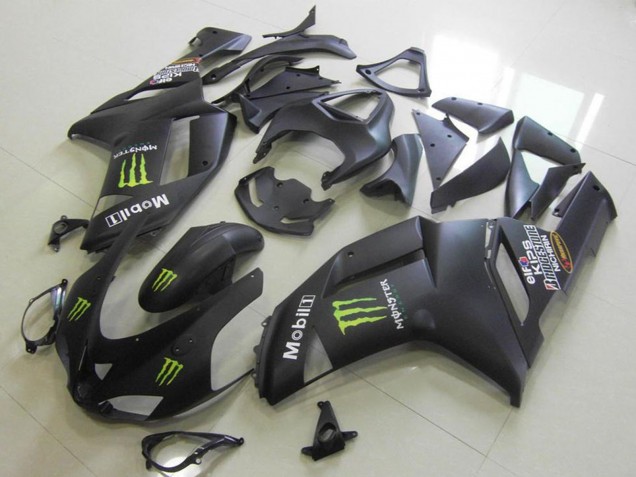 2007-2008 Kawasaki ZX6R Motorcycle Fairings - Matte Black Monster Canada
