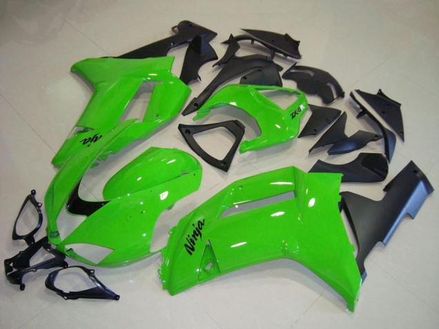 2007-2008 Kawasaki ZX6R Motorcycle Fairings - Green Matte Black Canada