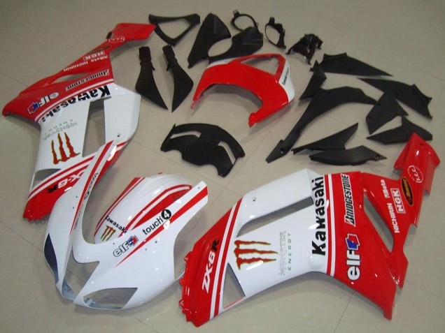 2007-2008 Kawasaki ZX6R Motorcycle Fairings - Red and White Canada