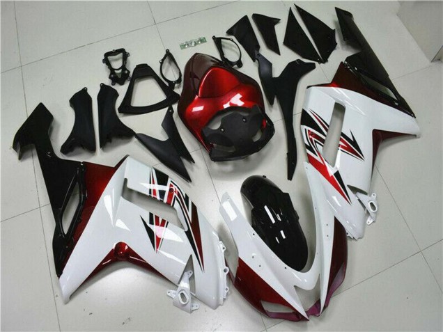 2007-2008 Kawasaki ZX6R Motorcycle Fairings - White Black Red Canada