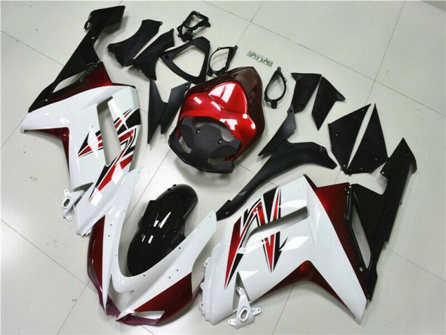 2007-2008 Kawasaki ZX6R Motorcycle Fairings - White Black Red Canada
