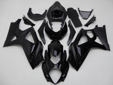 2007-2008 Suzuki GSXR 1000 Motorcycle Fairings - Glossy Black Matte Black No Decal Canada