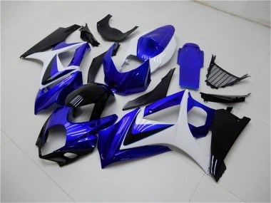 2007-2008 Suzuki GSXR 1000 Motorcycle Fairings - White Blue Black No Decal Canada