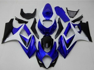 2007-2008 Suzuki GSXR 1000 Motorcycle Fairings - White Blue Black No Decal Canada