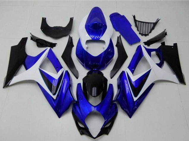 2007-2008 Suzuki GSXR 1000 Motorcycle Fairings - White Blue Black No Decal Canada