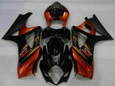 2007-2008 Suzuki GSXR 1000 Motorcycle Fairings - Black Orange Canada
