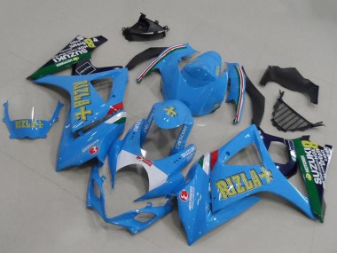 2007-2008 Suzuki GSXR 1000 Motorcycle Fairings - Blue White Yellow Black Rizla Canada