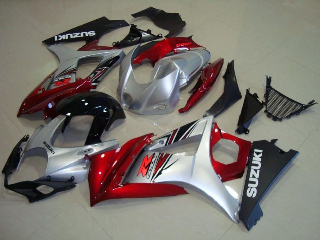 2007-2008 Suzuki GSXR 1000 Motorcycle Fairings - Red Silver Glossy Black Canada