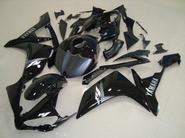 2007-2008 Yamaha YZF R1 Motorcycle Fairings - Glossy Black Matte Black White Decal Canada