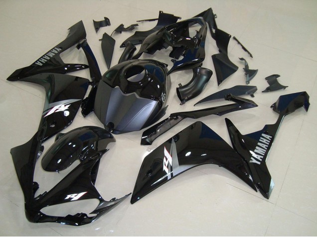 2007-2008 Yamaha YZF R1 Motorcycle Fairings - Glossy Black Matte Black White Decal Canada