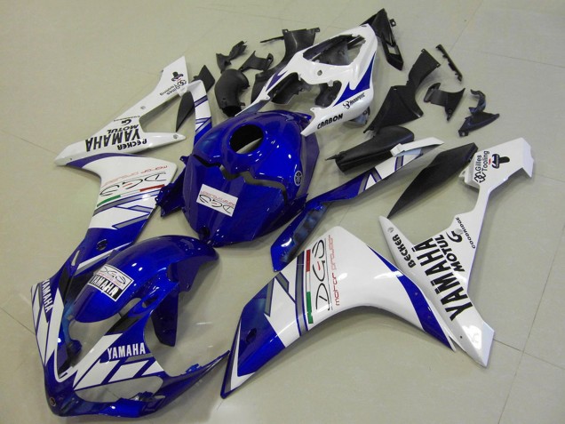 2007-2008 Yamaha YZF R1 Motorcycle Fairings - White Blue Becker Motul Canada