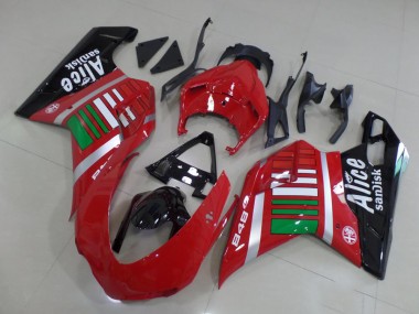2007-2014 Ducati 848 Motorcycle Fairings - Red Silver Green Glossy Black Alice Sandisk Canada