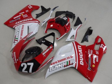 2007-2014 Ducati 1098 Motorcycle Fairings - White Red Glossy Black Banner 27 Canada