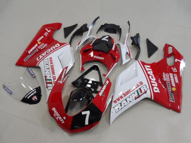 2007-2014 Ducati 848 1098 1198 Motorcycle Fairings - White Red Glossy Black Banner 7 Canada