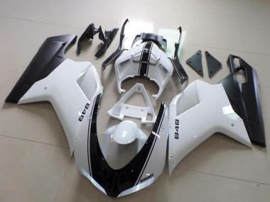 2007-2014 Ducati 848 Motorcycle Fairing - White Matte Black Canada