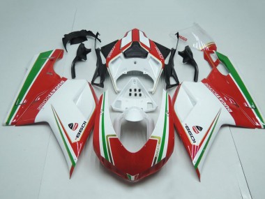 2007-2014 Ducati 1098 Motorcycle Fairings - White Red Green Stripe Canada