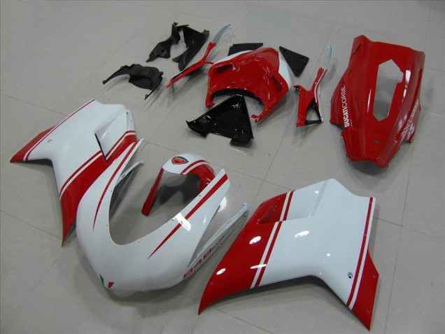 2007-2014 Ducati 848 Motorcycle Fairings - White Red Racing Version Canada
