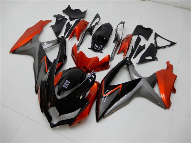 2008-2010 Suzuki GSXR 600/750 Motorcycle Fairings - Orange Grey Glossy Black Canada