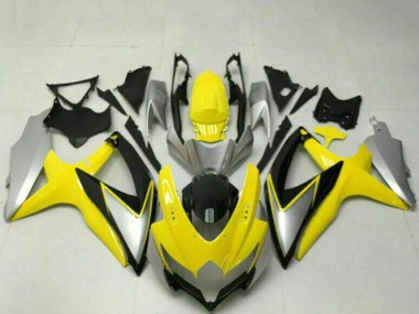2008-2010 Suzuki GSXR 600/750 Motorcycle Fairings - Yellow Silver Glossy Black Canada