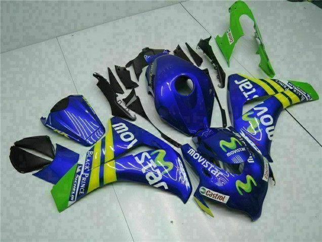 2008-2011 Honda CBR1000RR Motorcycle Fairings - Blue Yellow Green MoviStar Castrol Canada