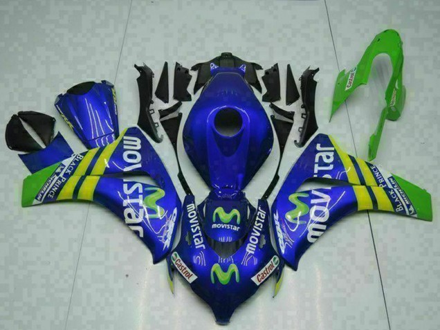 2008-2011 Honda CBR1000RR Motorcycle Fairings - Blue Yellow Green MoviStar Castrol Canada