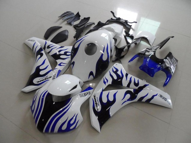 2008-2011 Honda CBR1000RR Motorcycle Fairings - White Blue Flame Racing Canada