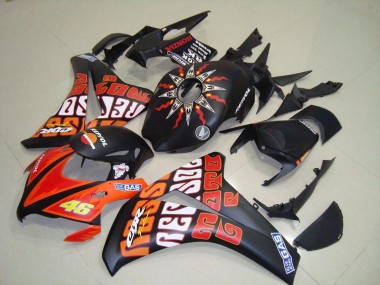 2008-2011 Honda CBR1000RR Motorcycle Fairings - Matte Black Orange Rossi Repsol 46 Canada